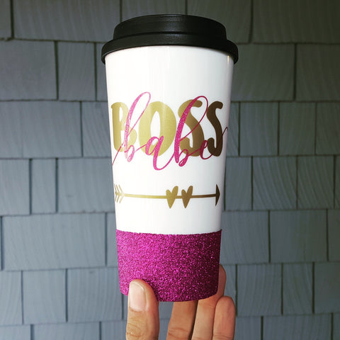 Boss Babe - {Glitter} Travel Coffee Mug