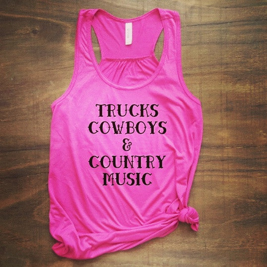 Trucks, Cowboys & Country Music Tank | Pink