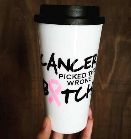 Cancer picked the wrong Bitch - Travel Coffee Mug