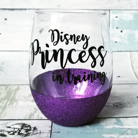 Disney Princess in Training - {glitter} Wine Glass