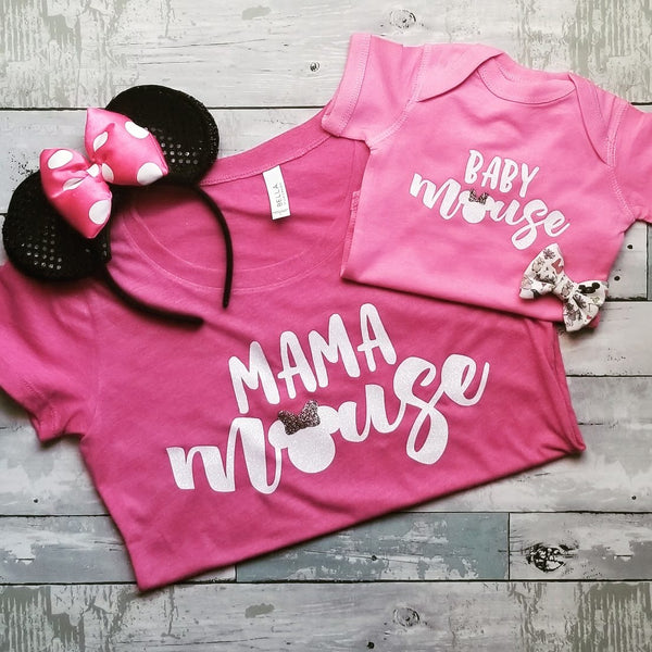 Mama Mouse - Baby Mouse | Mama & Kiddos Set | Pink