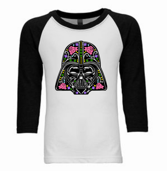 Darth Vader Sugar Skull  Raglan | Black & White
