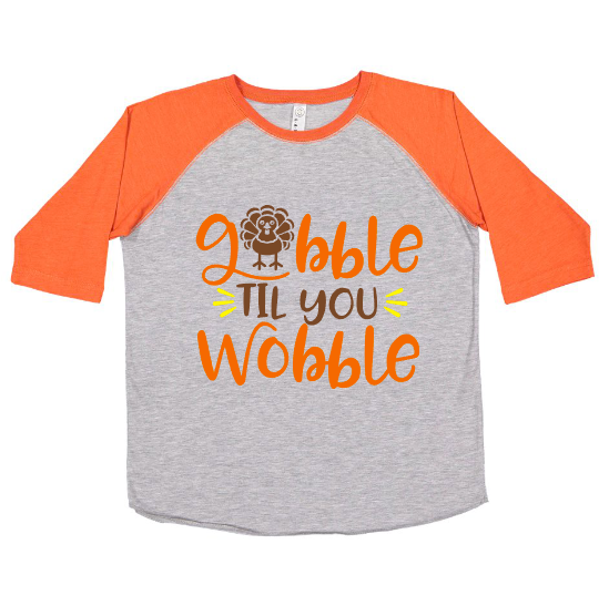 Gobble til you Wobble Raglan | Orange & Heather